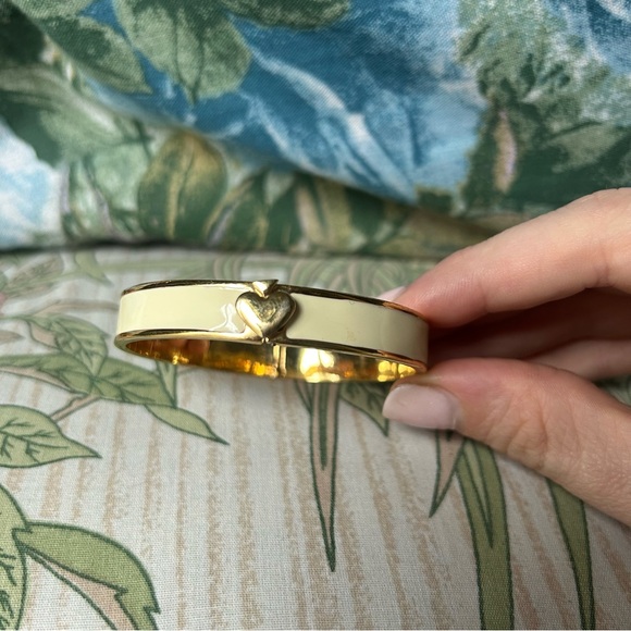 🤍💛Kate Spade Gold Heart Bangle Bracelet Set | Gold & Ivory | Live Colorfully Duo - Picture 8 of 12